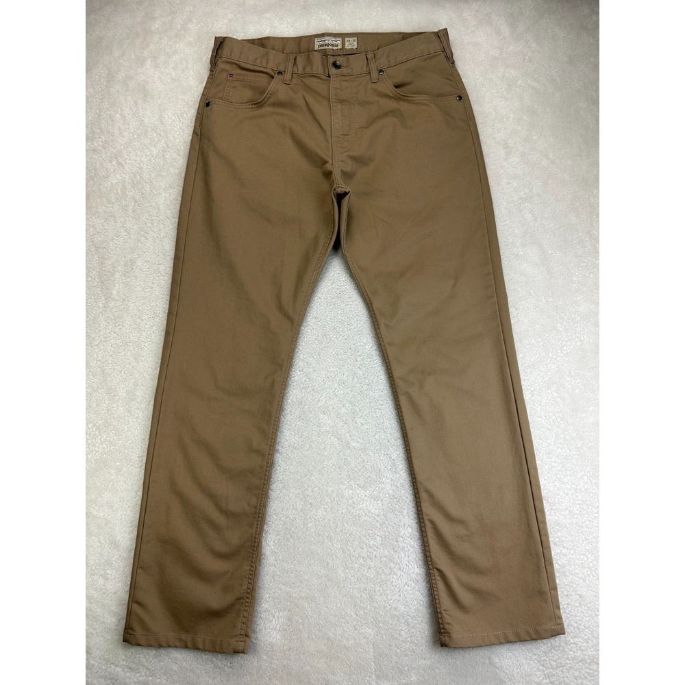 Patagonia Twill Chinos Jeans Mens 35x32 Beige Slim Straight Organic Cotton